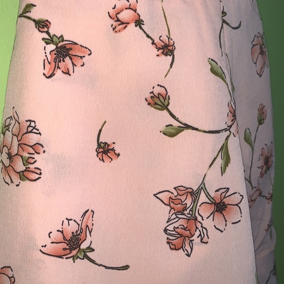 Floral Print Layered-Hem Romper in Blush with pink/green flowers - Picture 2 of 9